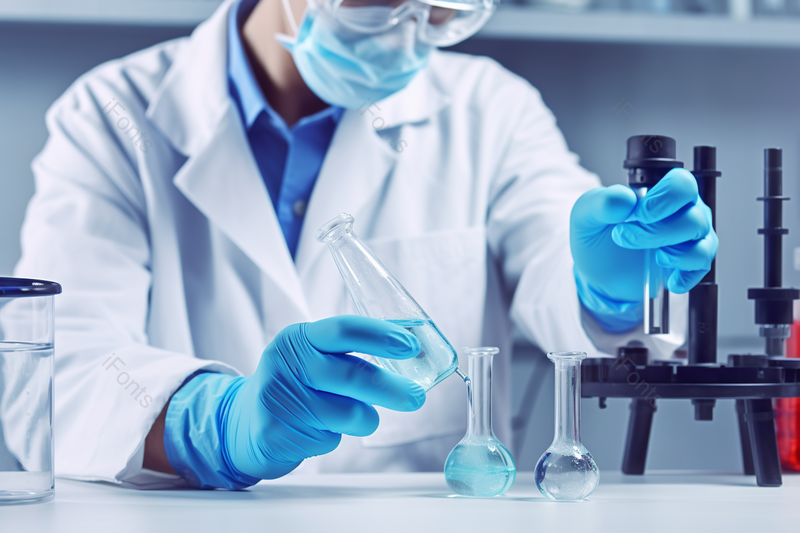 科研人员拿着试管与烧杯带着护目镜做实验,高清,摄影图,摄影图片,图片大全,摄影图免费下载